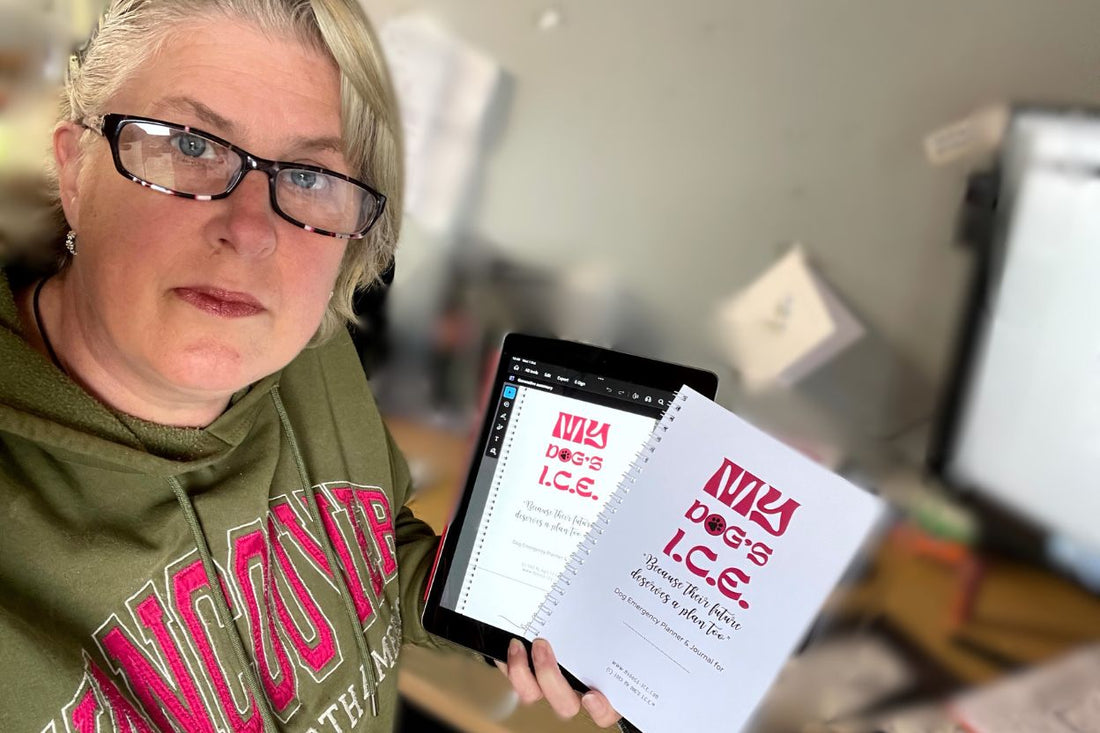 Saraj Gleave holding the Emergency Pet Planner notebook and digital copy