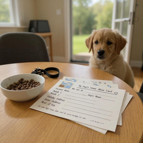 Home alone cards on kitchen table